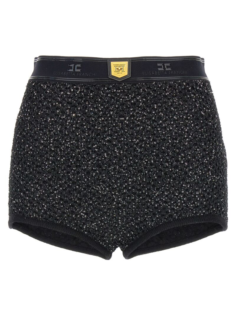 Sequined knit shorts ELISABETTA FRANCHI Black