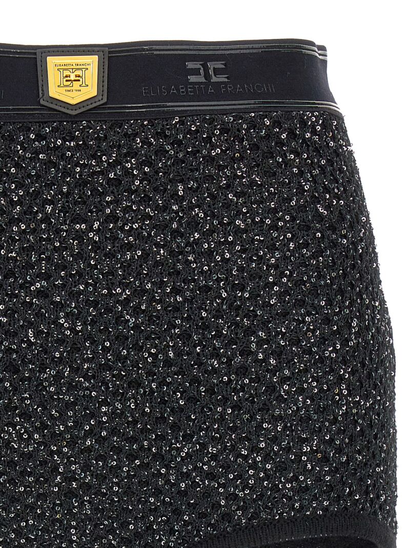 Sequined knit shorts Woman ELISABETTA FRANCHI Black