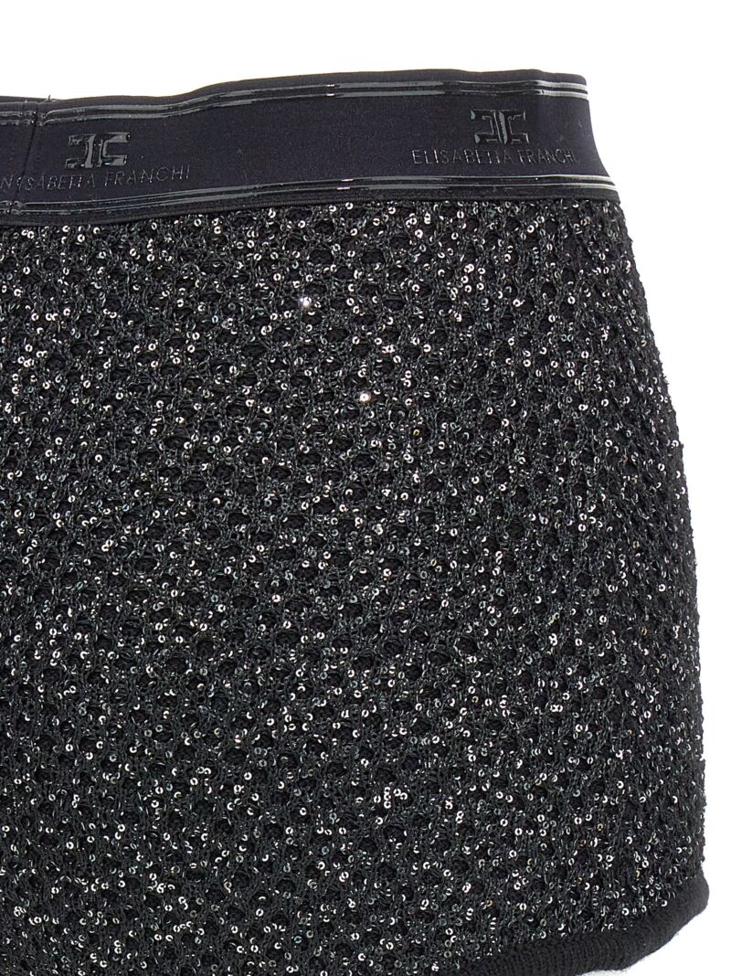 Sequined knit shorts 48%pl 26%pc 16%wo 10%wp ELISABETTA FRANCHI Black