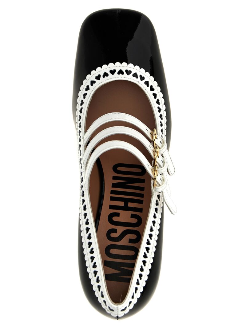 Patent leather pumps 100% calfskin leather (Bos Taurus) MOSCHINO White/Black