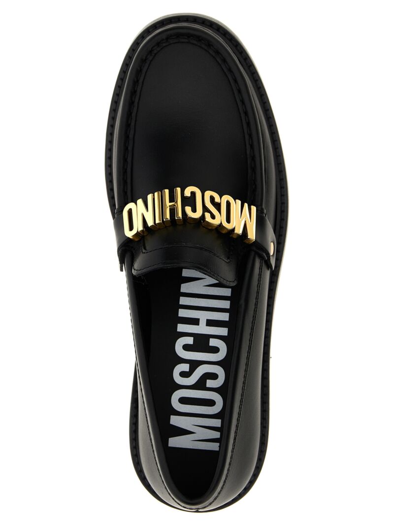 'Lettering' loafers 100% calfskin leather (Bos Taurus) MOSCHINO Black