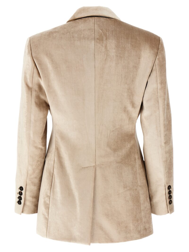 'Sleek' velvet blazer MD5817150PC4087 BRUNELLO CUCINELLI Beige