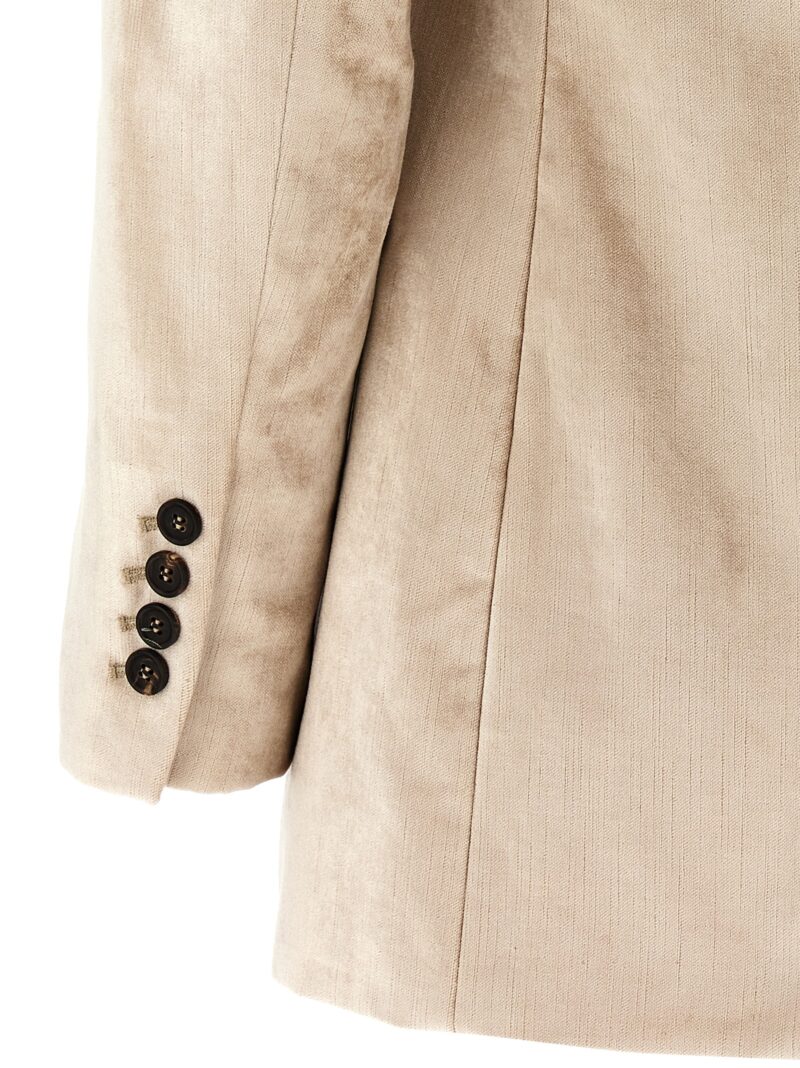 'Sleek' velvet blazer 58% cotton 42% viscose BRUNELLO CUCINELLI Beige