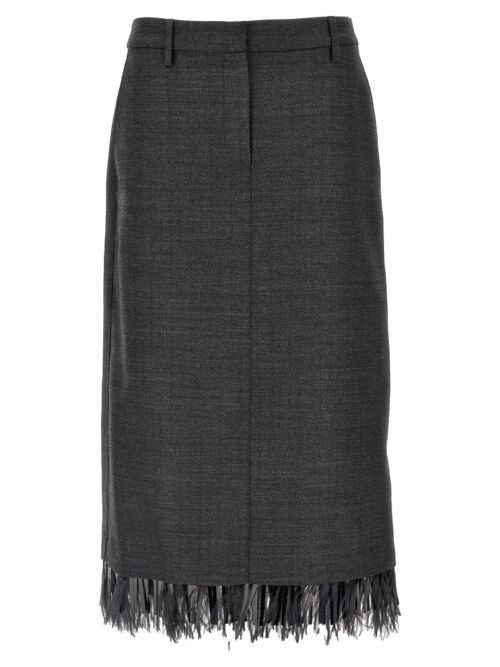 Skirt hem feathers sequins BRUNELLO CUCINELLI Gray