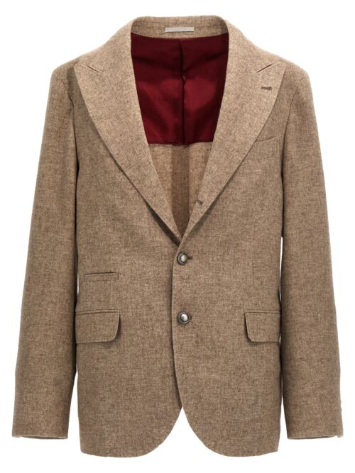 Single-breasted yack blazer BRUNELLO CUCINELLI Beige