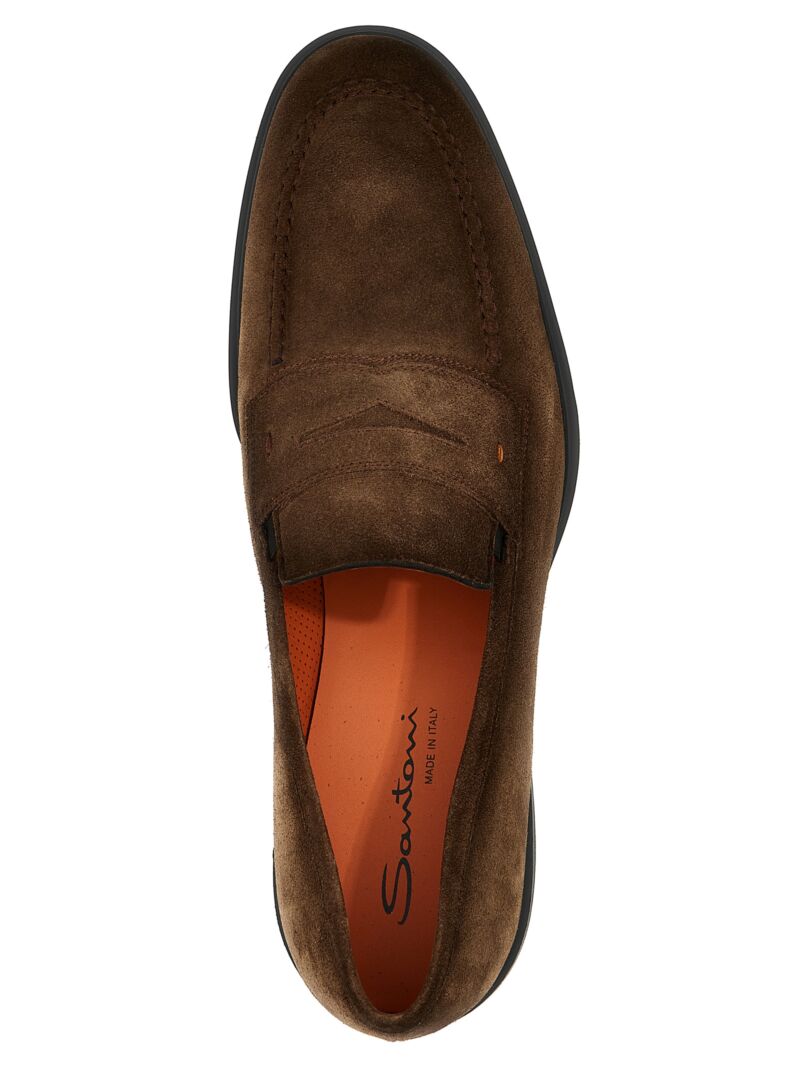 Suede loafers 100% calfskin leather (Bos Taurus) SANTONI Brown