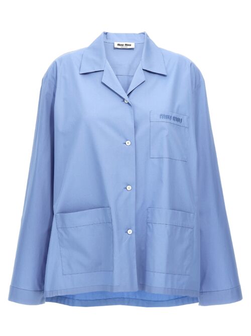 Poplin logo shirt MIU MIU Light Blue