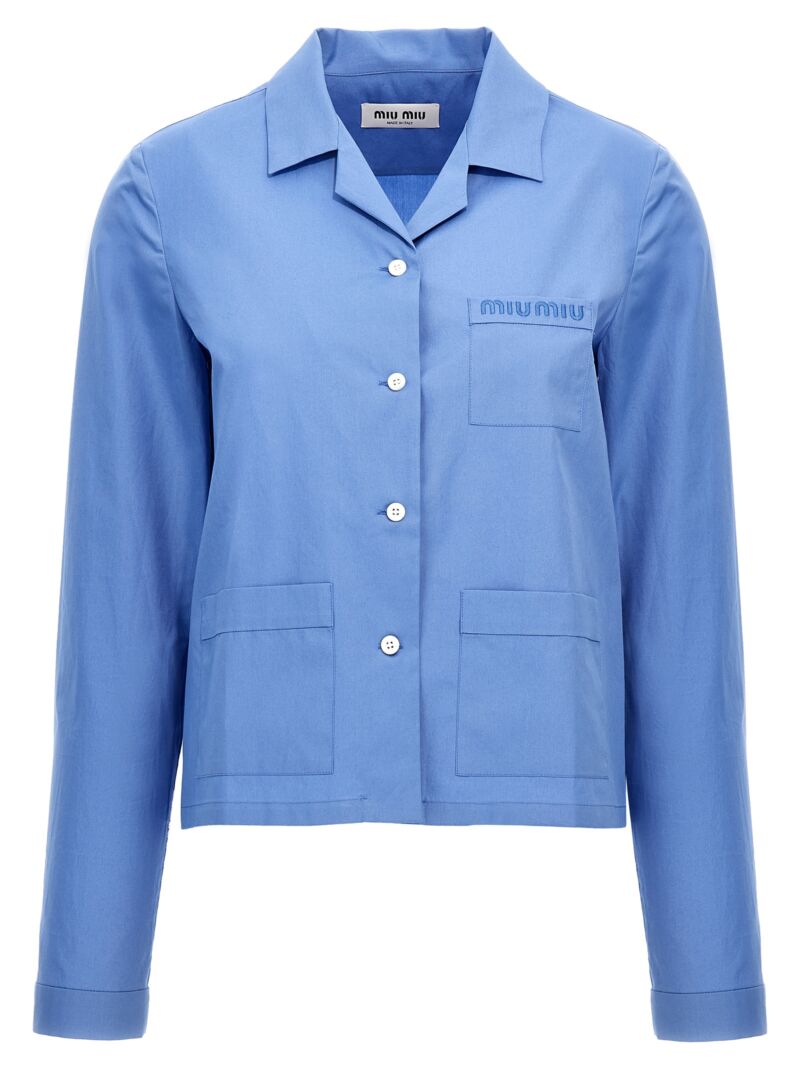 Logo embroidery shirt MIU MIU Light Blue