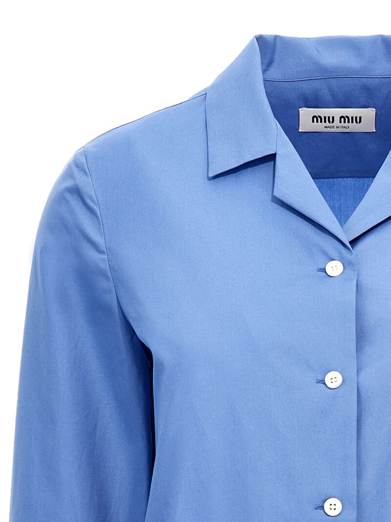 Logo embroidery shirt Woman MIU MIU Light Blue