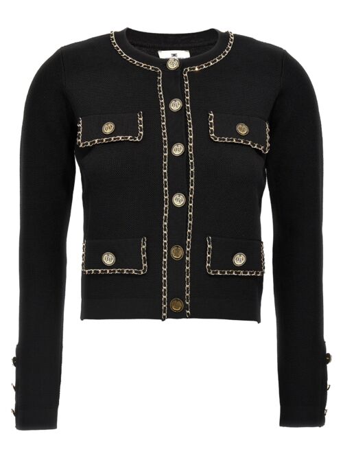 Cropped chain profile cardigan ELISABETTA FRANCHI Black