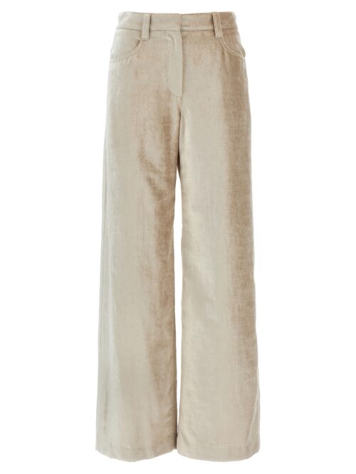 'Sleek' velvet pants BRUNELLO CUCINELLI Beige