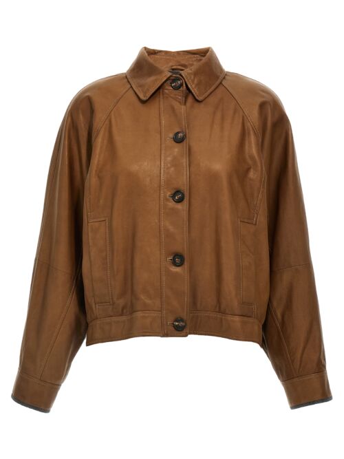 'Monile' leather jacket BRUNELLO CUCINELLI Brown