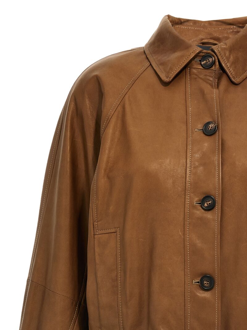 'Monile' leather jacket Woman BRUNELLO CUCINELLI Brown