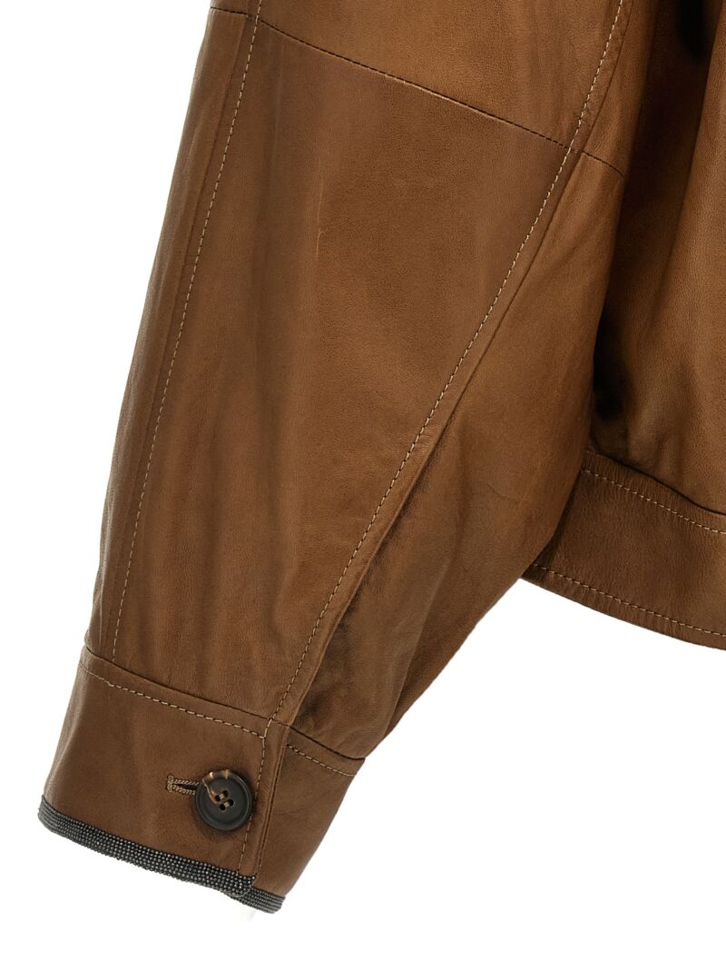 'Monile' leather jacket 100% leather BRUNELLO CUCINELLI Brown