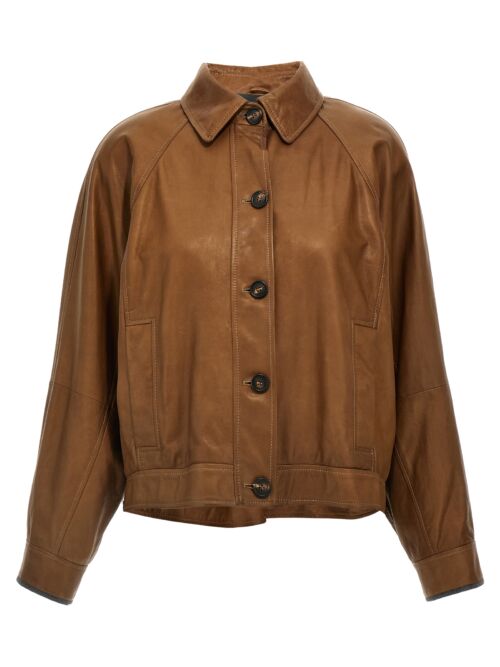 'Monile' leather jacket BRUNELLO CUCINELLI Brown