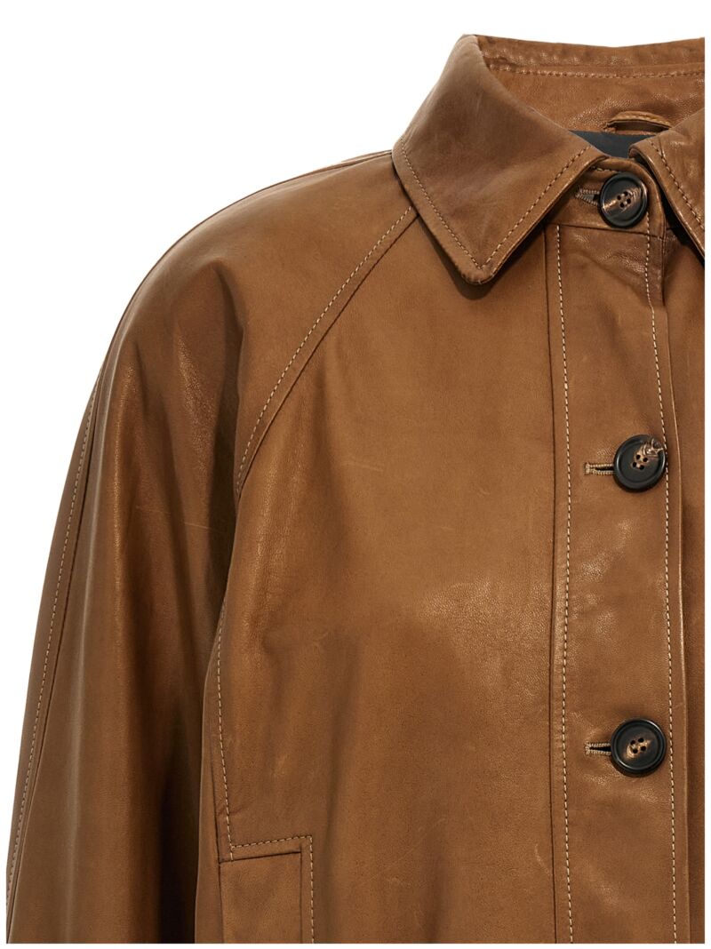 'Monile' leather jacket Woman BRUNELLO CUCINELLI Brown