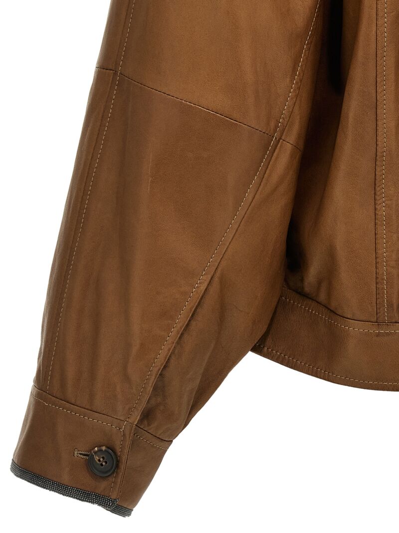 'Monile' leather jacket 100% leather BRUNELLO CUCINELLI Brown