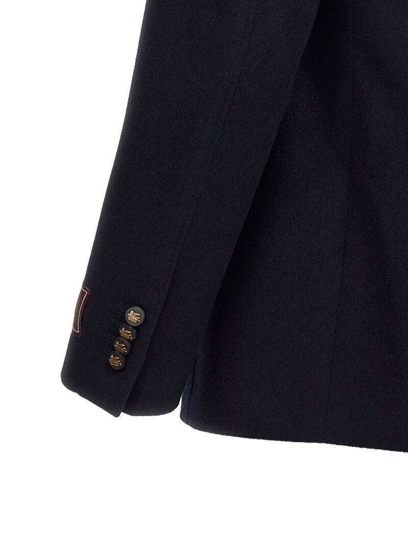 'Decorative Basting' blazer 100% cashmere ETRO Blue