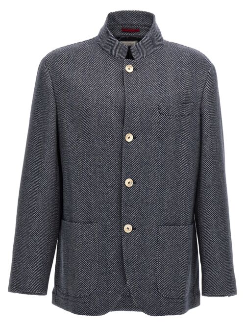 Chevron wool jacket BRUNELLO CUCINELLI Blue