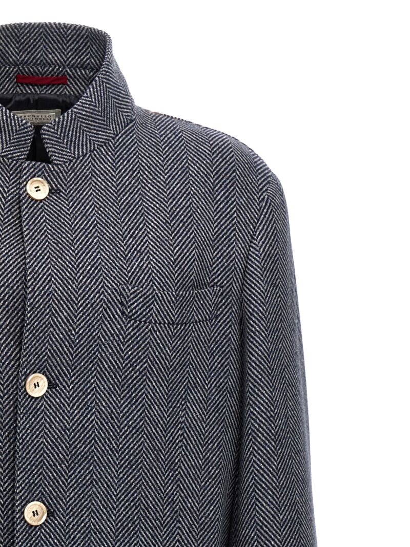 Chevron wool jacket Man BRUNELLO CUCINELLI Blue