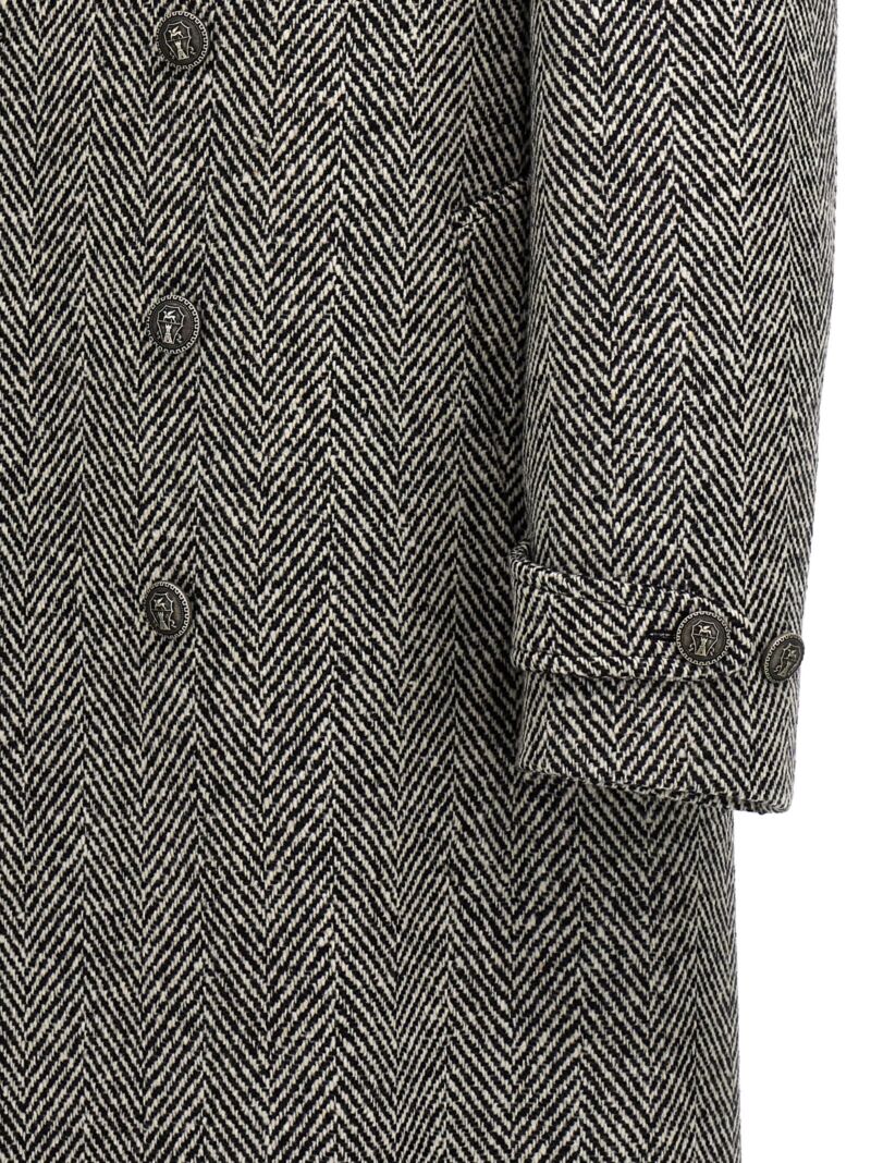 Chevron double-breasted coat 100% virgin wool BRUNELLO CUCINELLI White/Black