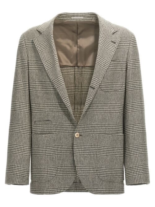 Check single-breasted blazer BRUNELLO CUCINELLI Green