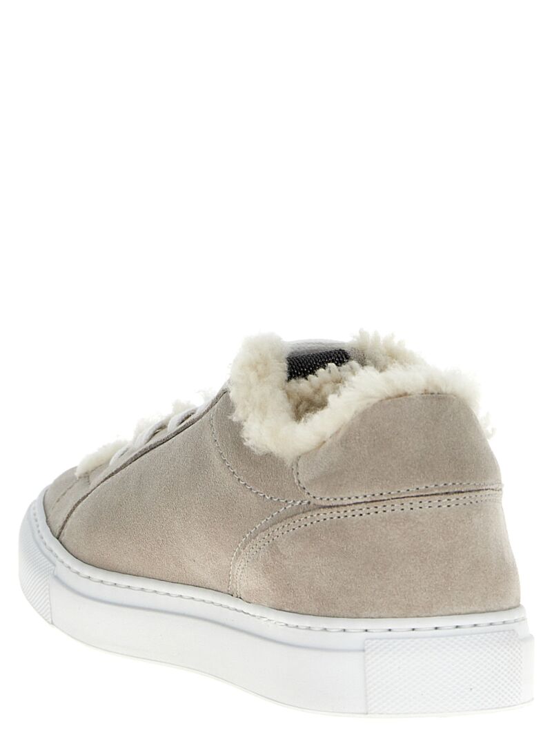 Suede fur sneakers Woman BRUNELLO CUCINELLI Gray