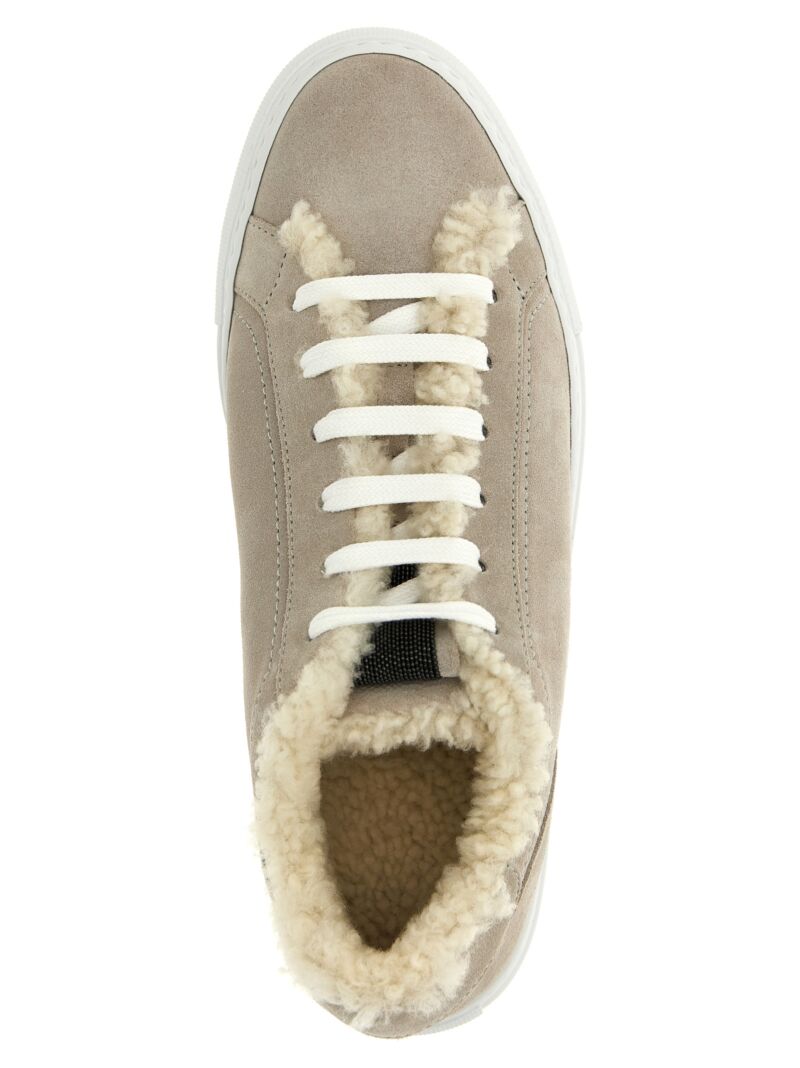 Suede fur sneakers 100% suede leather BRUNELLO CUCINELLI Gray