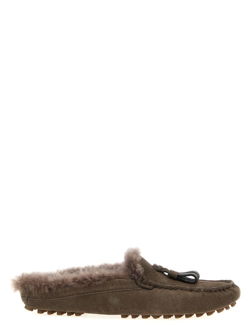 Suede fur loafers BRUNELLO CUCINELLI Brown