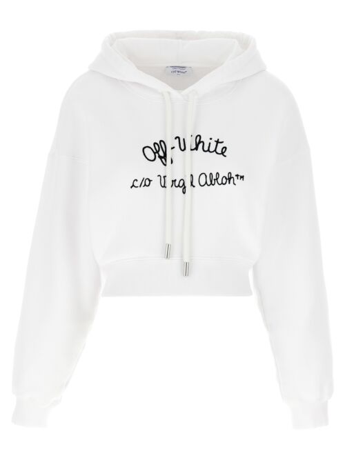 'Embr Script Type' cropped hoodie OFF-WHITE White