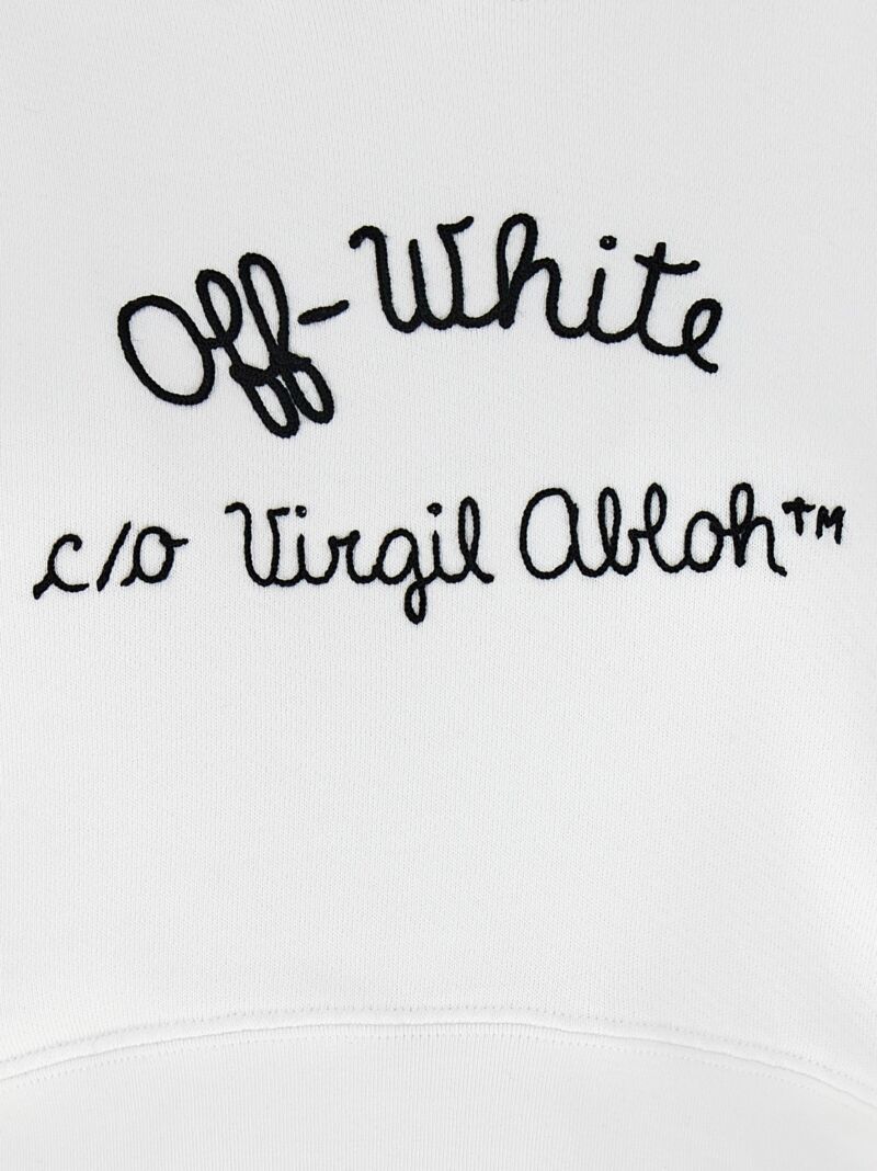 'Embr Script Type' cropped hoodie 100% cotton OFF-WHITE White