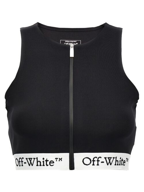 'Logo Band Zipped Rowing' sporty top OFF-WHITE White/Black