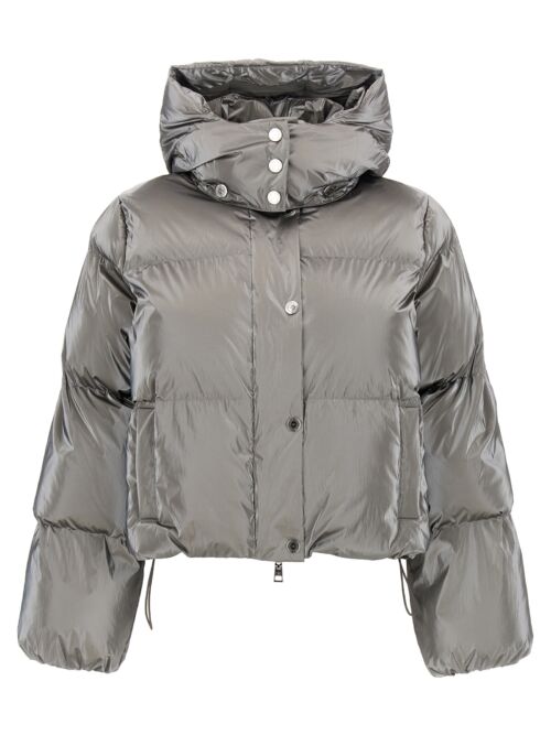 Metallic cropped down jacket ELISABETTA FRANCHI Silver