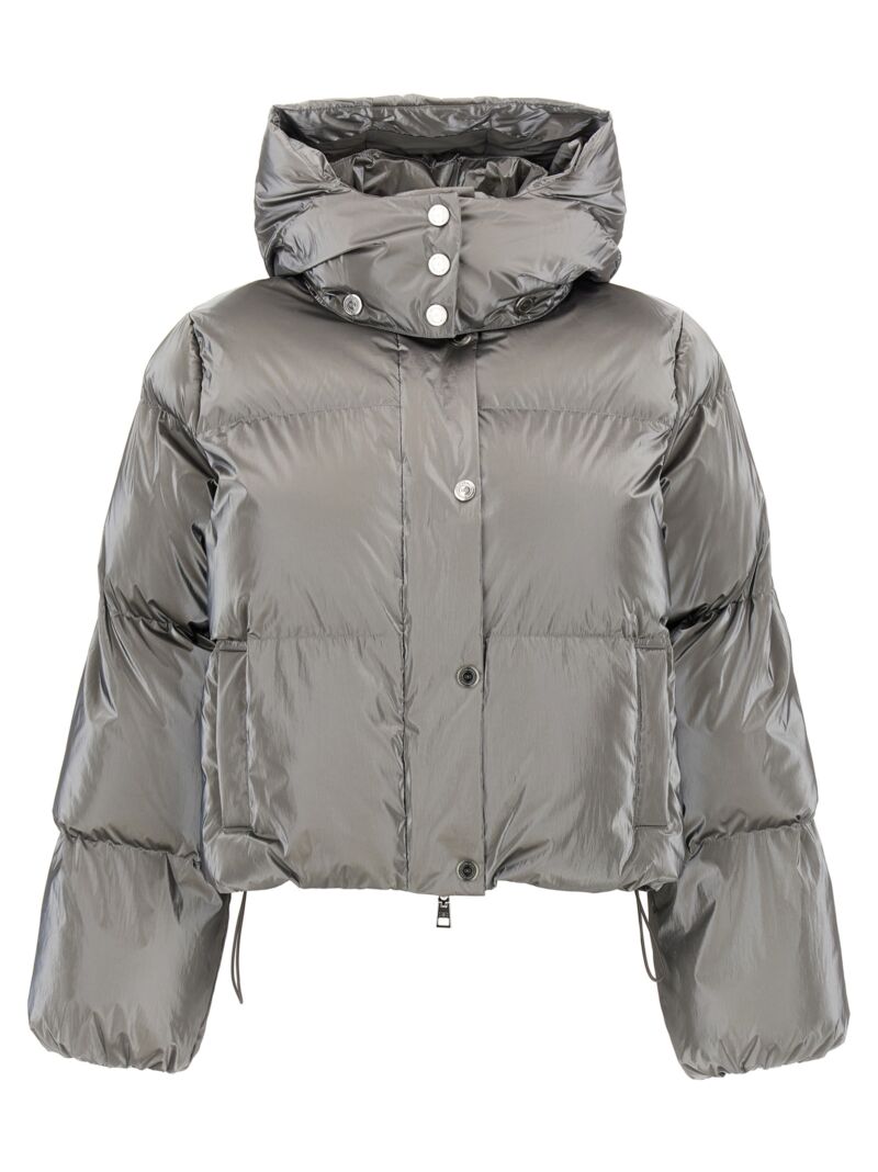 Metallic cropped down jacket ELISABETTA FRANCHI Silver