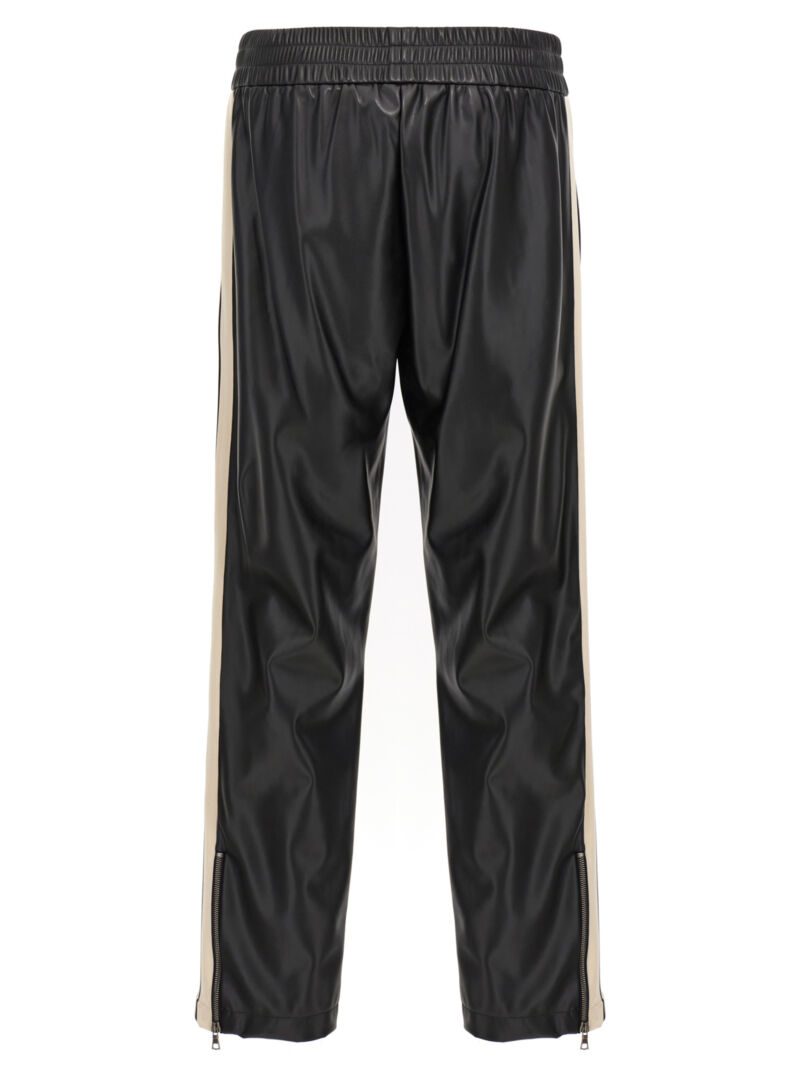 'Leather Effect Track' joggers PMCJ020F24FAB00110031003 PALM ANGELS White/Black