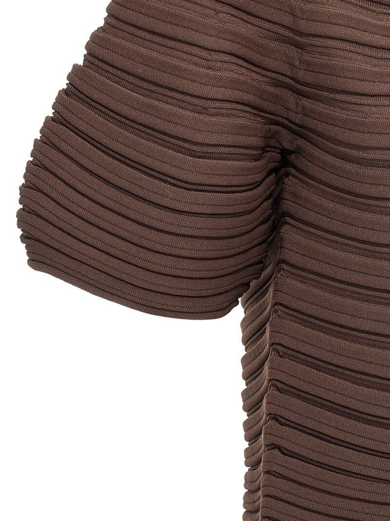 'Mushroom Knit' T-shirt 100% polyester PLEATS PLEASE ISSEY MIYAKE Brown