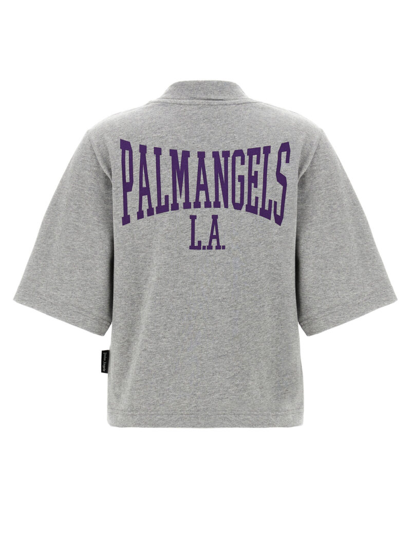 'College' cropped T-shirt PWAA020F24JER00308350835 PALM ANGELS Gray