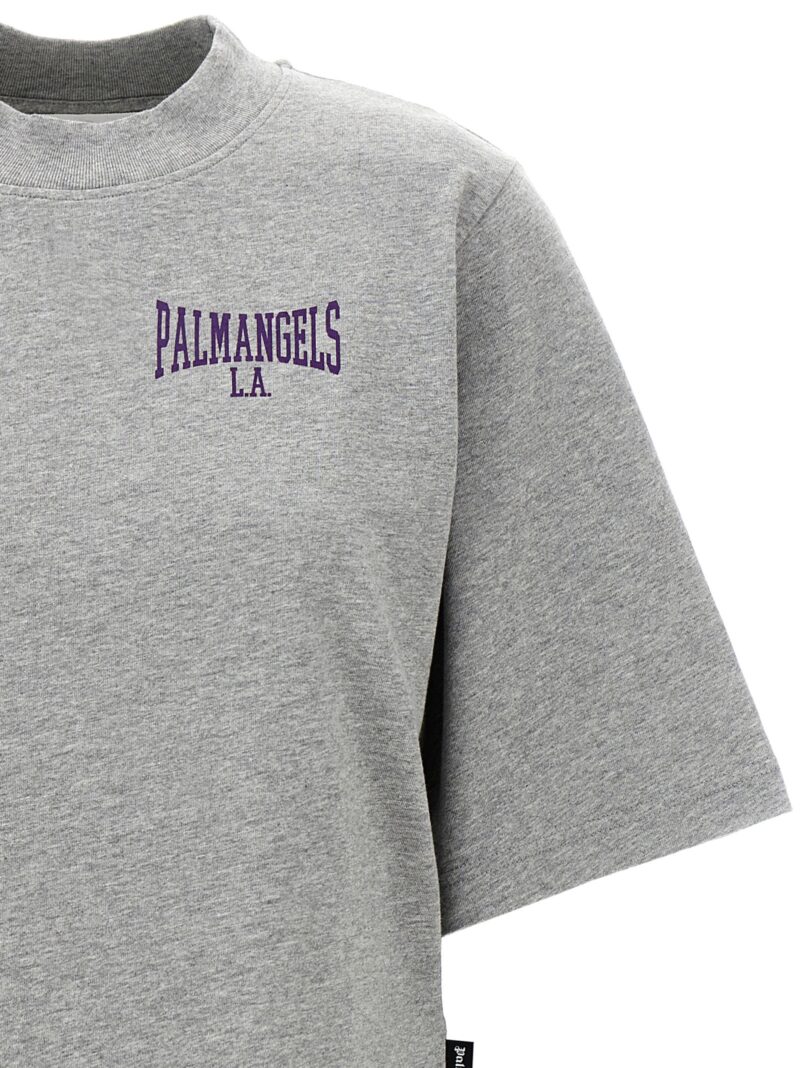 'College' cropped T-shirt Woman PALM ANGELS Gray