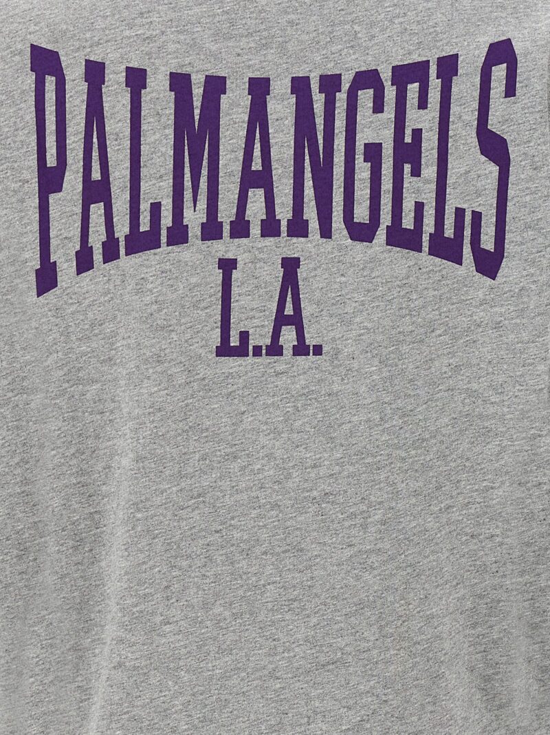 'College' cropped T-shirt 100% cotton PALM ANGELS Gray