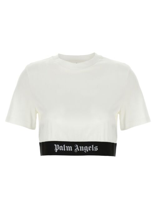 'Classic Logo Tape' cropped T-shirt PALM ANGELS White/Black