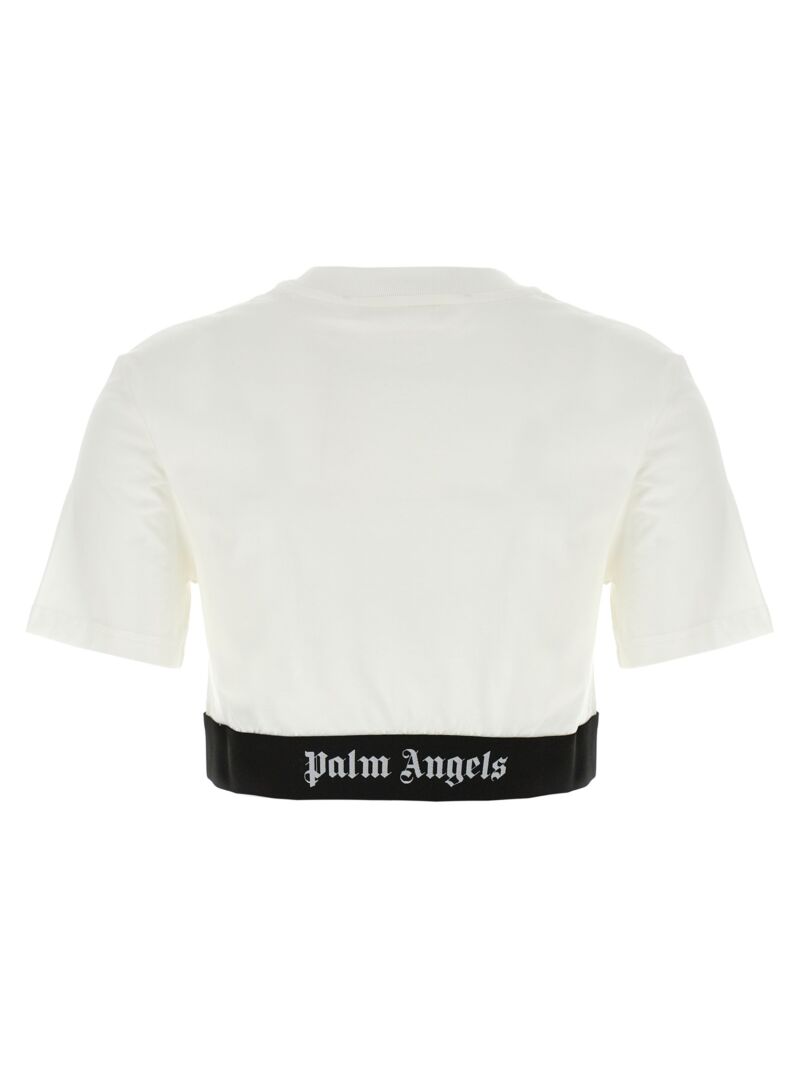 'Classic Logo Tape' cropped T-shirt PWAA067C99JER00103100310 PALM ANGELS White/Black