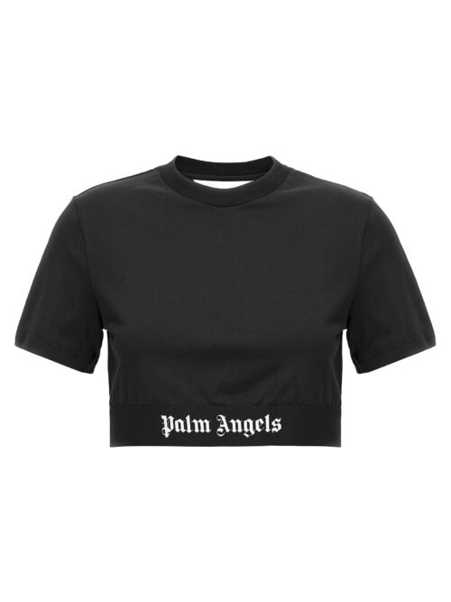 'Classic Logo Tape' cropped T-shirt PALM ANGELS White/Black