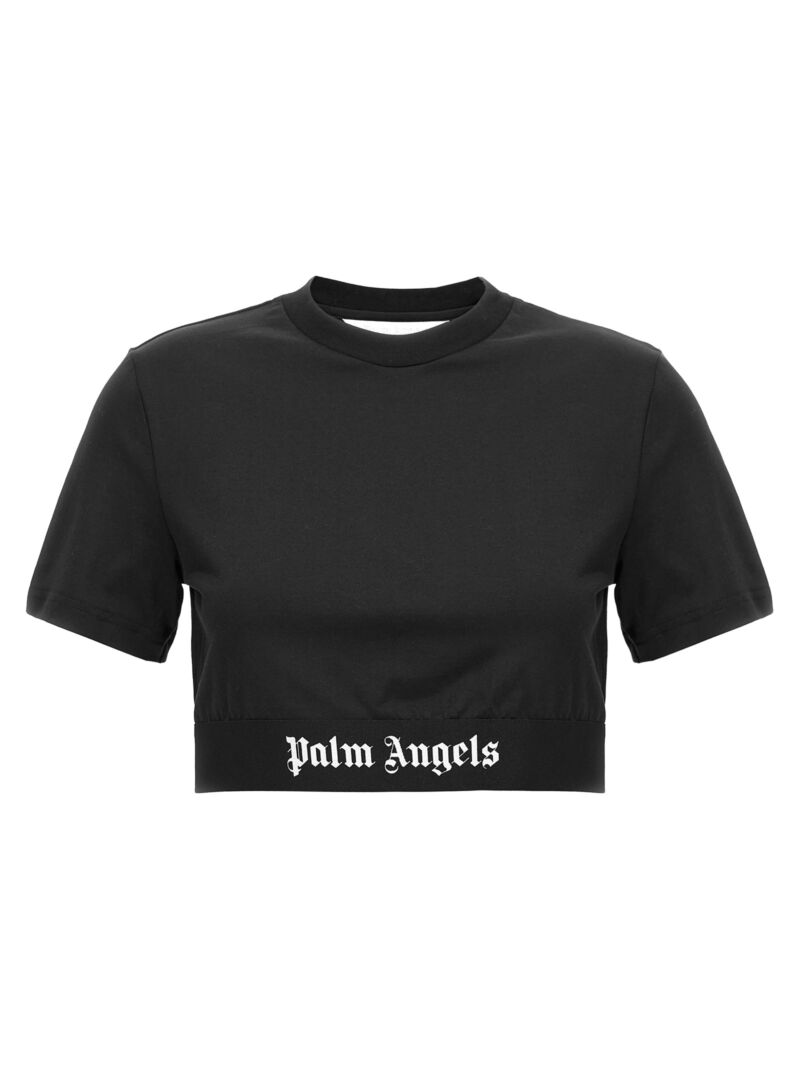 'Classic Logo Tape' cropped T-shirt PALM ANGELS White/Black