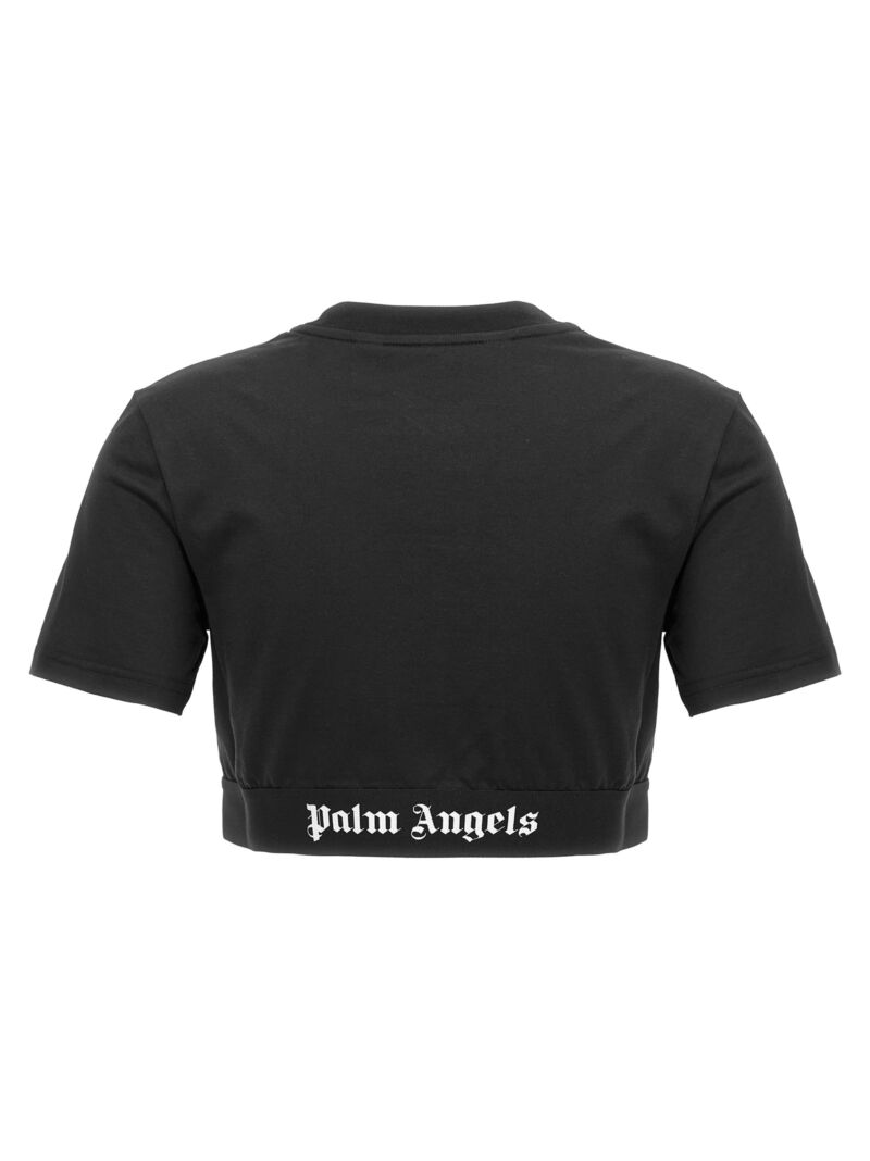 'Classic Logo Tape' cropped T-shirt PWAA067C99JER00110101010 PALM ANGELS White/Black