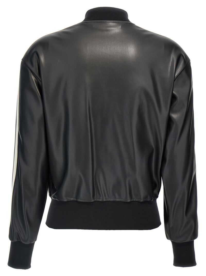 'Leather Effect Track Bomber' sweatshirt PWBD050F24FAB00310031003 PALM ANGELS White/Black