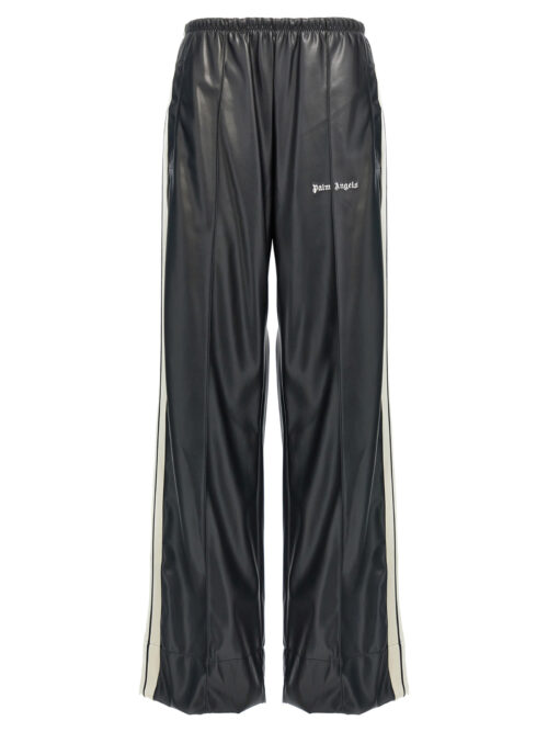 'Leather Effect Track Loose' pants PALM ANGELS White/Black