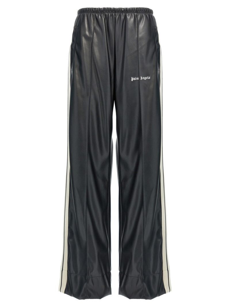 'Leather Effect Track Loose' pants PALM ANGELS White/Black