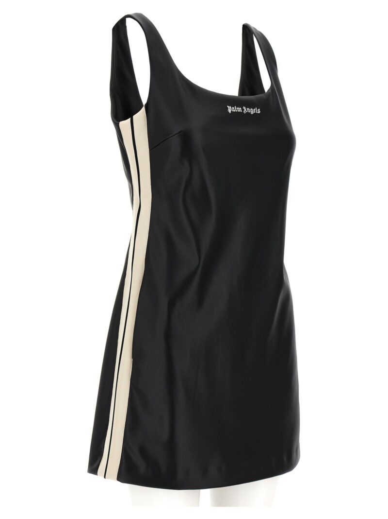 'Leather Effect Track' dress Woman PALM ANGELS White/Black