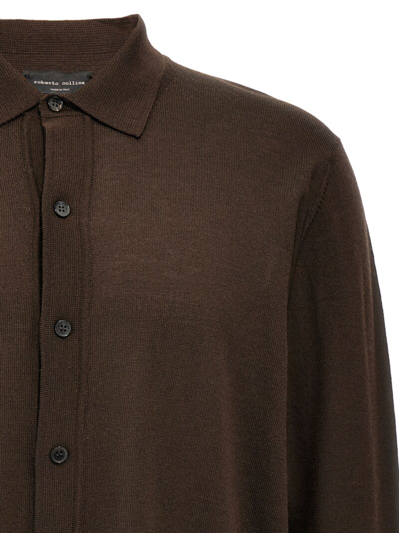 Knitted shirt Man ROBERTO COLLINA Brown