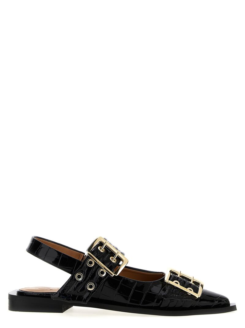 'Wide Belt Buckle' ballet flats GANNI Black